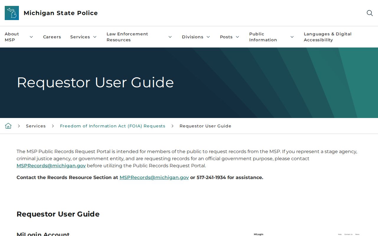 Michigan State Police FOIA requestor guide used to ask about wanted program records in Osceola County
